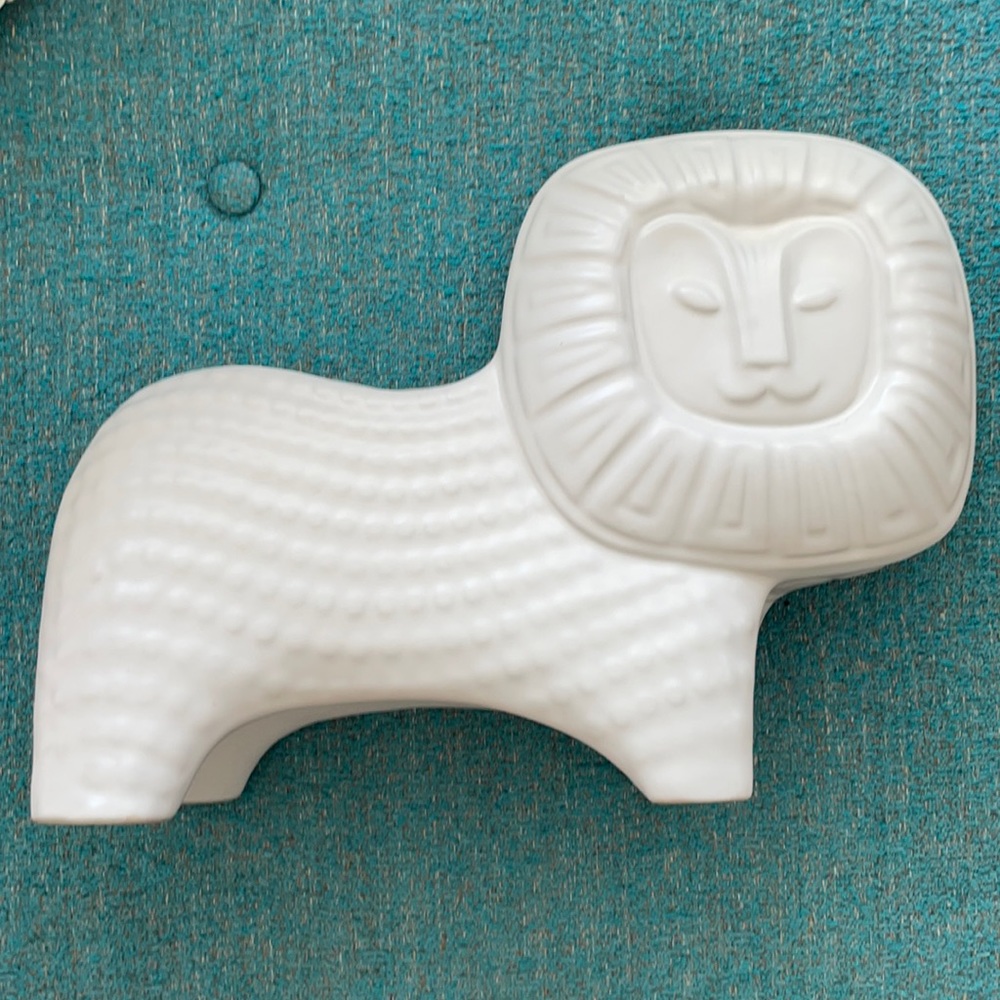 White Ceramic Lion Figurine